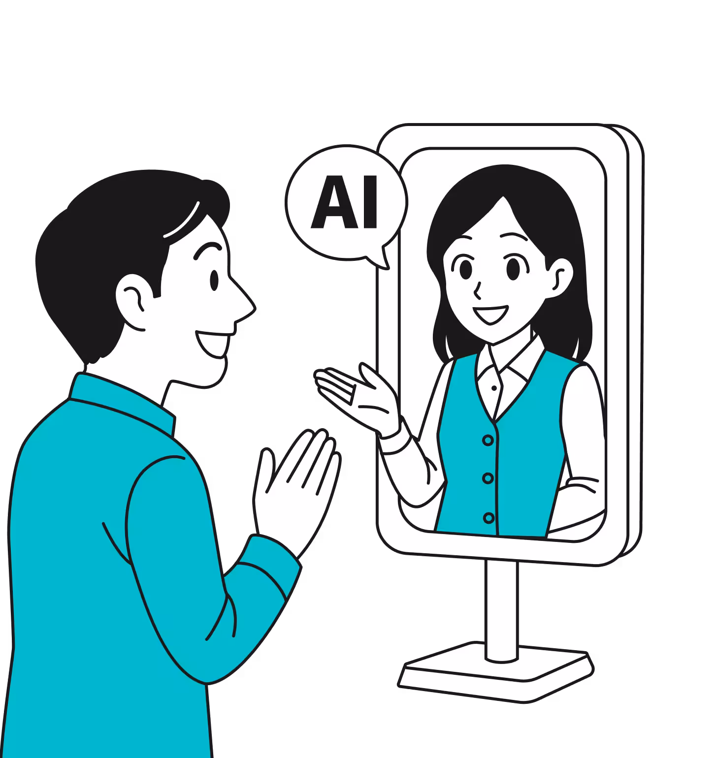 AI Avatar Interaction Illustration