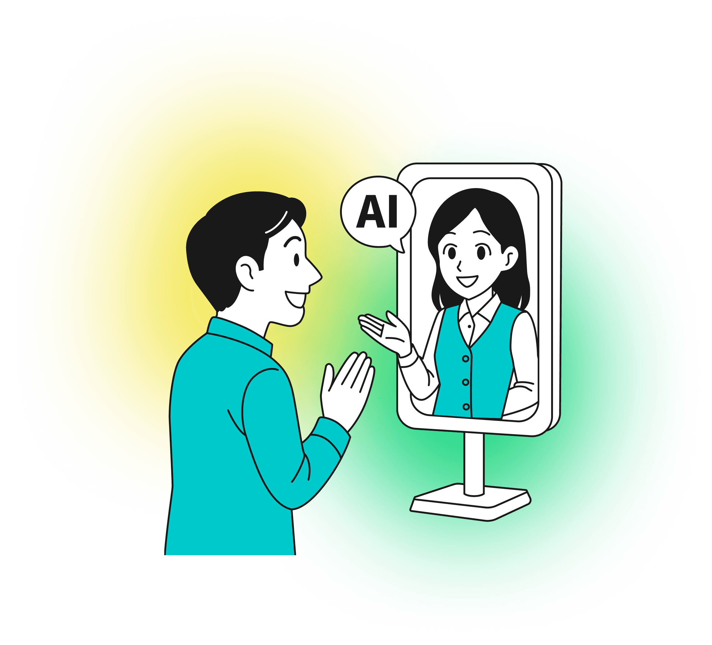 AI Avatar Interaction Illustration