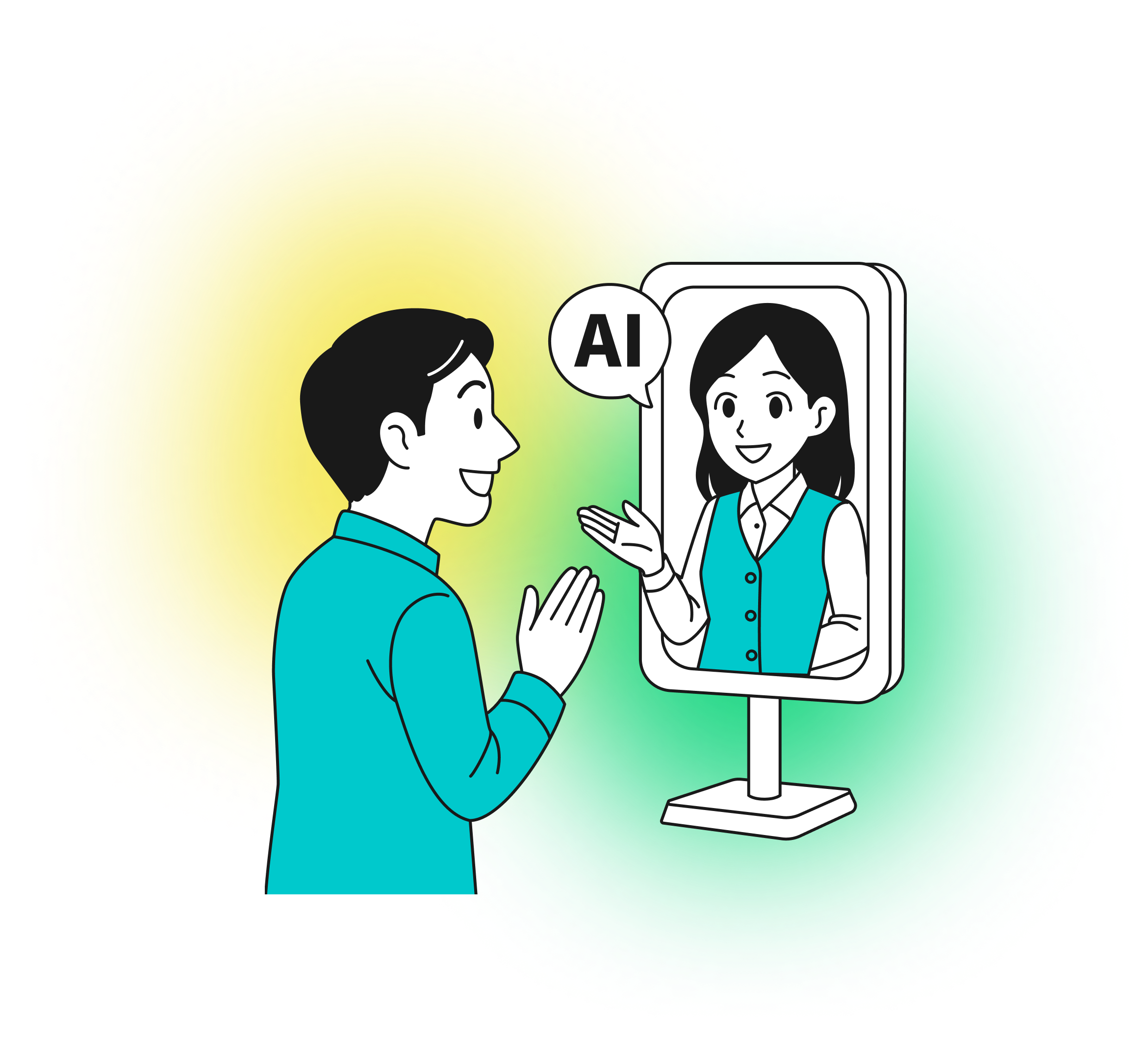 AI Avatar Interaction Illustration
